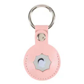 AirTags octagon design leather cover with keyring - Pink