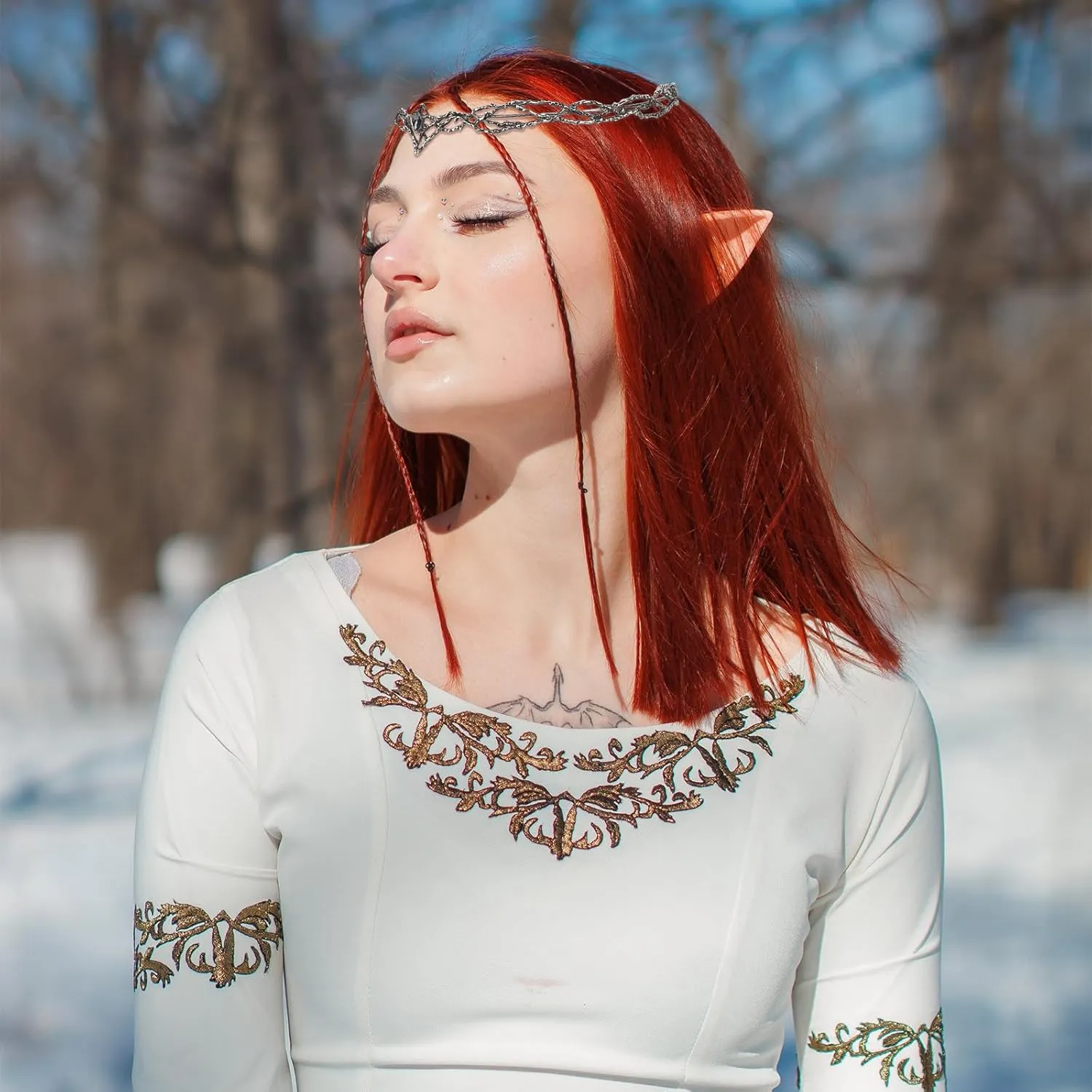 ANBALA Rhinestone Fairy Crown for Women Crystal Elf Crown Silver/Gold Circlet Costume Headwear for Men Renaissance Headpiece for Birthday Party Cosplay Halloween
