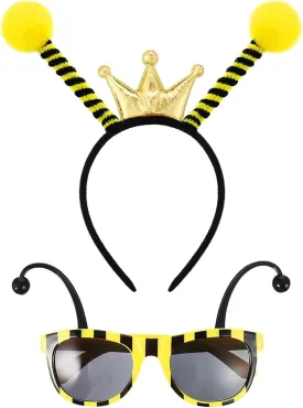 Bee Headband Set - Tentacle Headbands, Antenna Hair Bands, Pom Pom Boppers for Costume and Cosplay Accessory