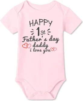 BesserBay Baby Happy 1st Father's Day Bodysuit Infant Fathers Day Onesie 0-12 Moths