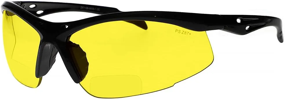 Bifocal Safety Glasses SB-9000 with Yellow Lenses,  1.50