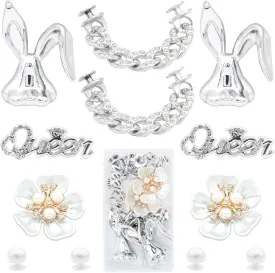 Bling Shoe Charms - 12PCS Crystal Rhinestone Pearl Flower and Butterfly Charms for Women & Girls, Sparkling Chain Accessories for Clog Shoes, Perfect for Party Favors & Birthday Gifts