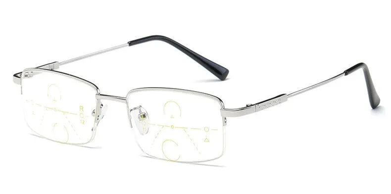Brightzone Unisex Semi Rim Alloy Square Progressive Reading Glasses 1003