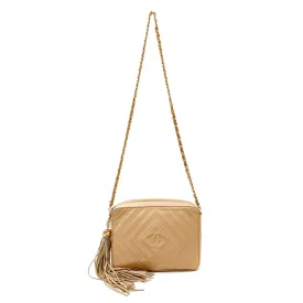 Chanel Beige Quilted Leather Vintage Camera Bag