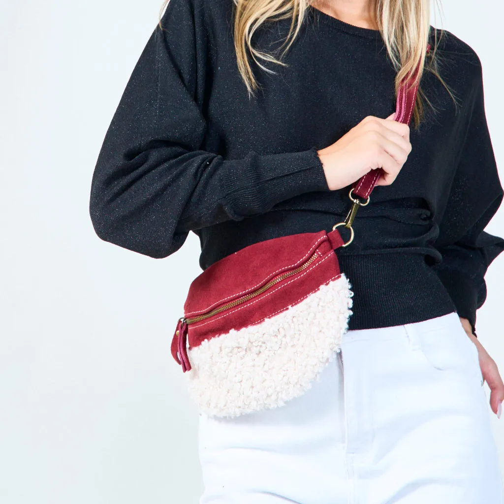 Cozy mixed fabric shoulder bag wholesale