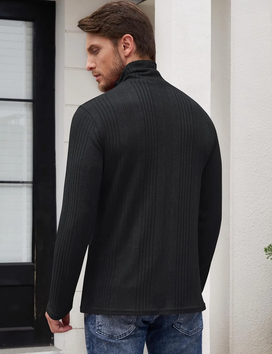 Derminpro Men's Slim Fit Soft Turtleneck Long Sleeve Pullover Lightweight T-Shirt
