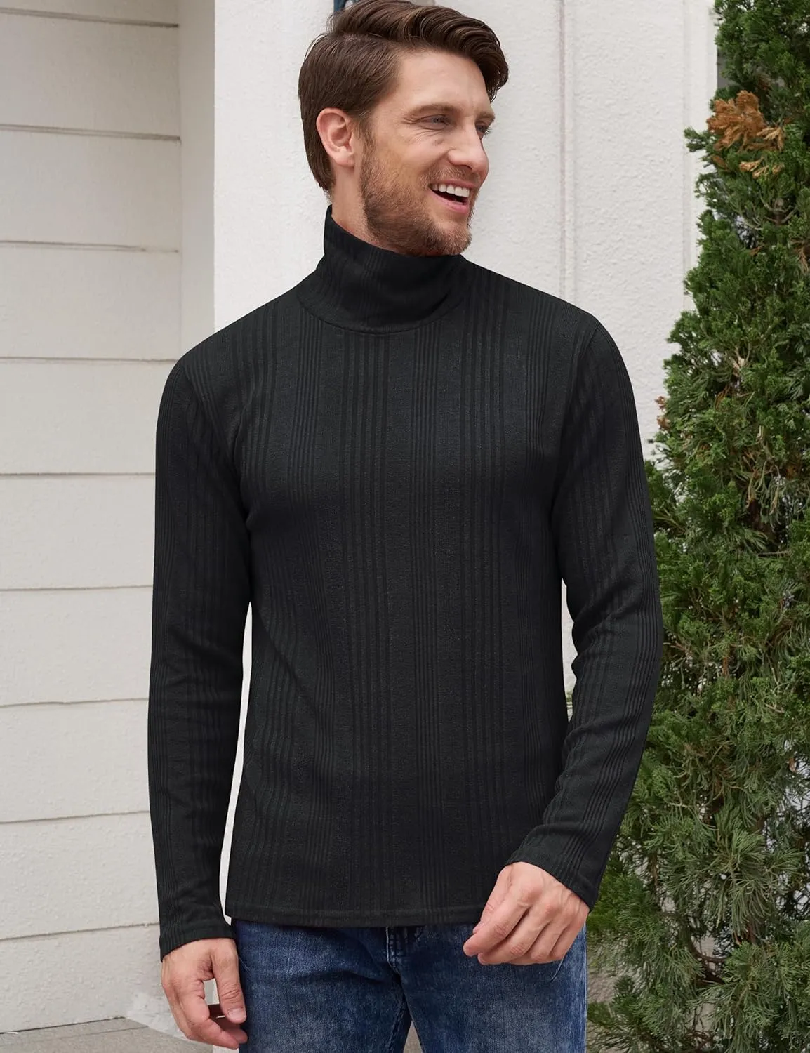 Derminpro Men's Slim Fit Soft Turtleneck Long Sleeve Pullover Lightweight T-Shirt
