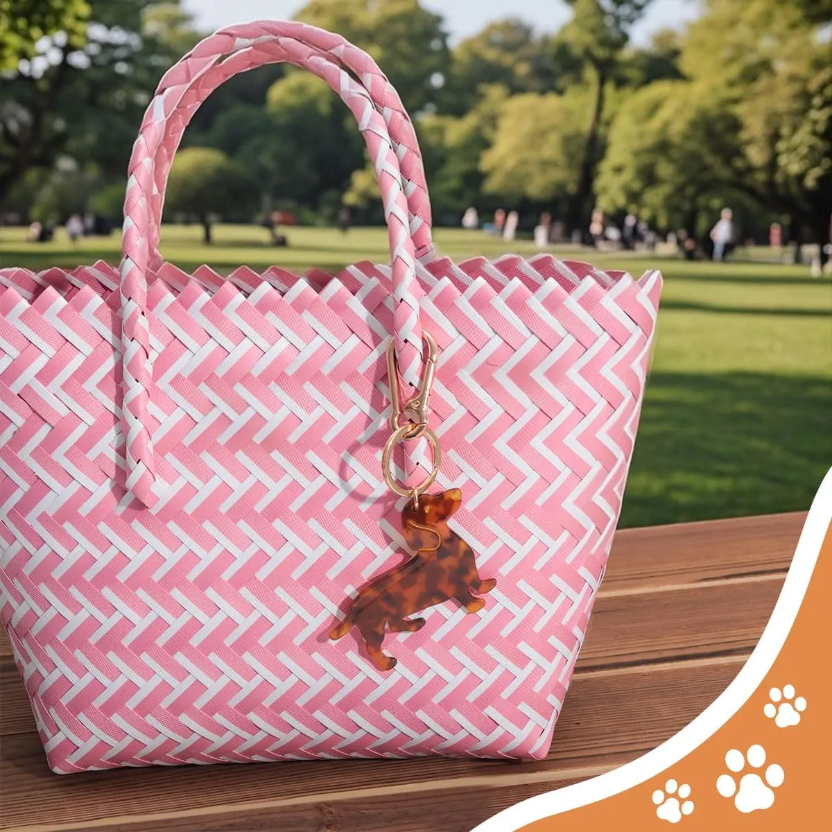 Dog-Shaped Bag Clasp & Keychain Charm- Acetate Animal Clip with Gold-Tone Metal, Decorative Purse/Backpack/Leash Hardwar Gift for Dog Lovers