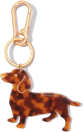 Dog-Shaped Bag Clasp & Keychain Charm- Acetate Animal Clip with Gold-Tone Metal, Decorative Purse/Backpack/Leash Hardwar Gift for Dog Lovers
