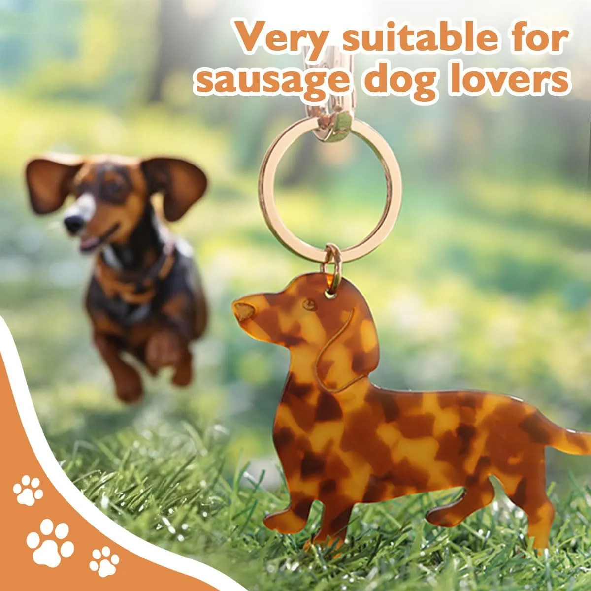 Dog-Shaped Bag Clasp & Keychain Charm- Acetate Animal Clip with Gold-Tone Metal, Decorative Purse/Backpack/Leash Hardwar Gift for Dog Lovers