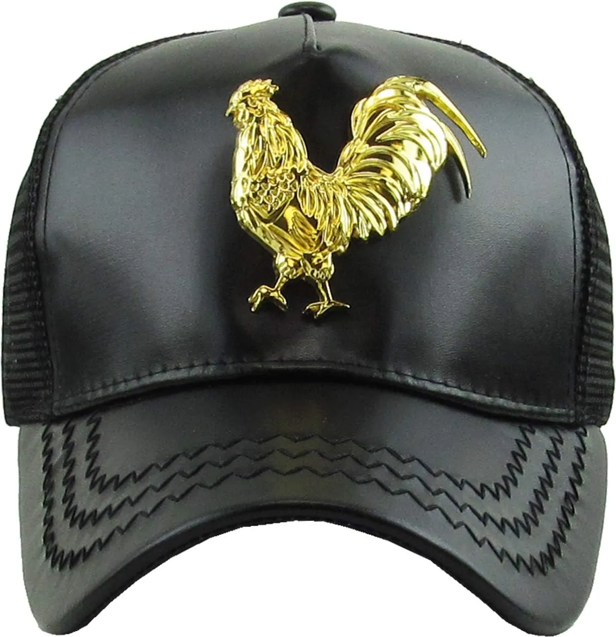 Dominican Republic Gold Badge Wolf Rooster Tuna Trucker Cap Adjustable Snapback Hat