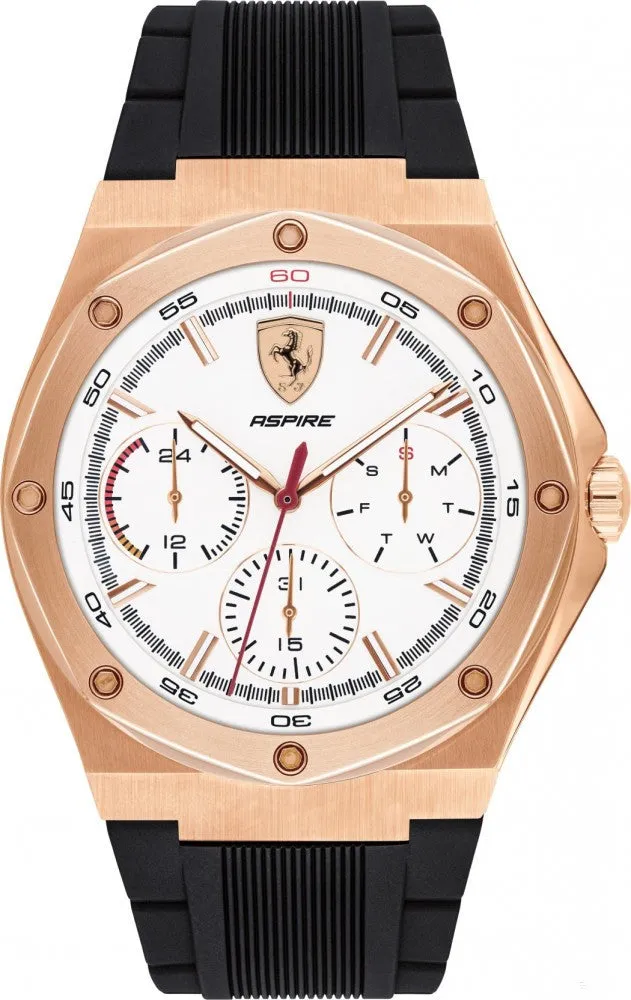 Ferrari Watch, Aspire Multifunction Mens, Black-Gold, 2019