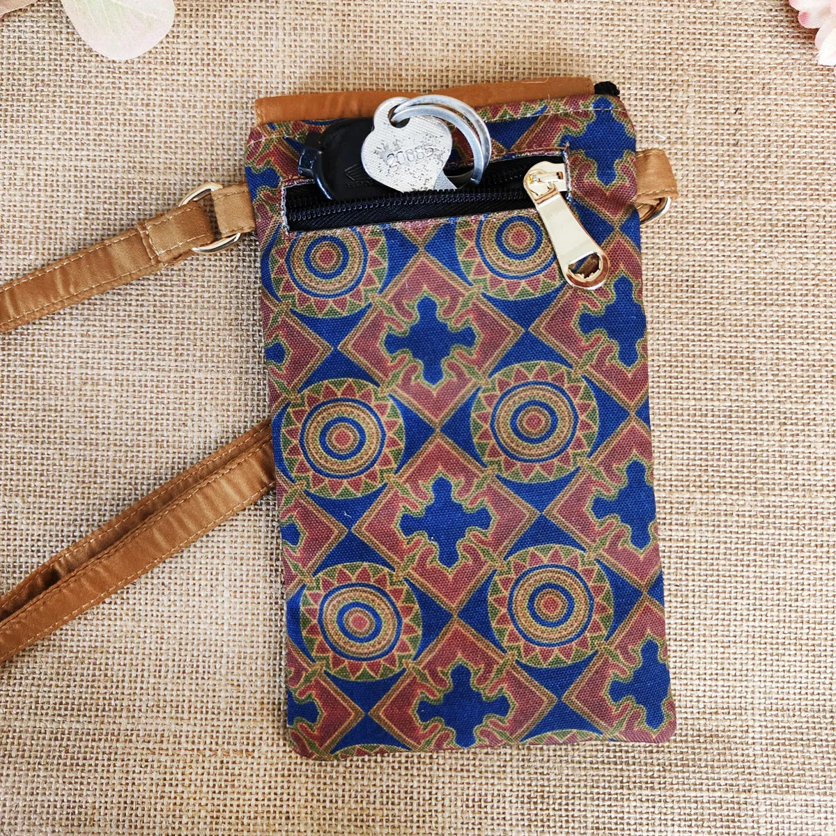 Flap Mobile Sling Bag- Green-red Chakra
