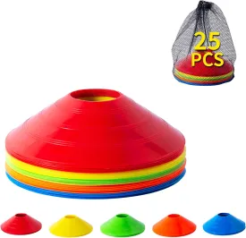 Football Goalie Cones Set with Carrying Bag, 25 Pieces, for Indoor/Outdoor Practice and Games