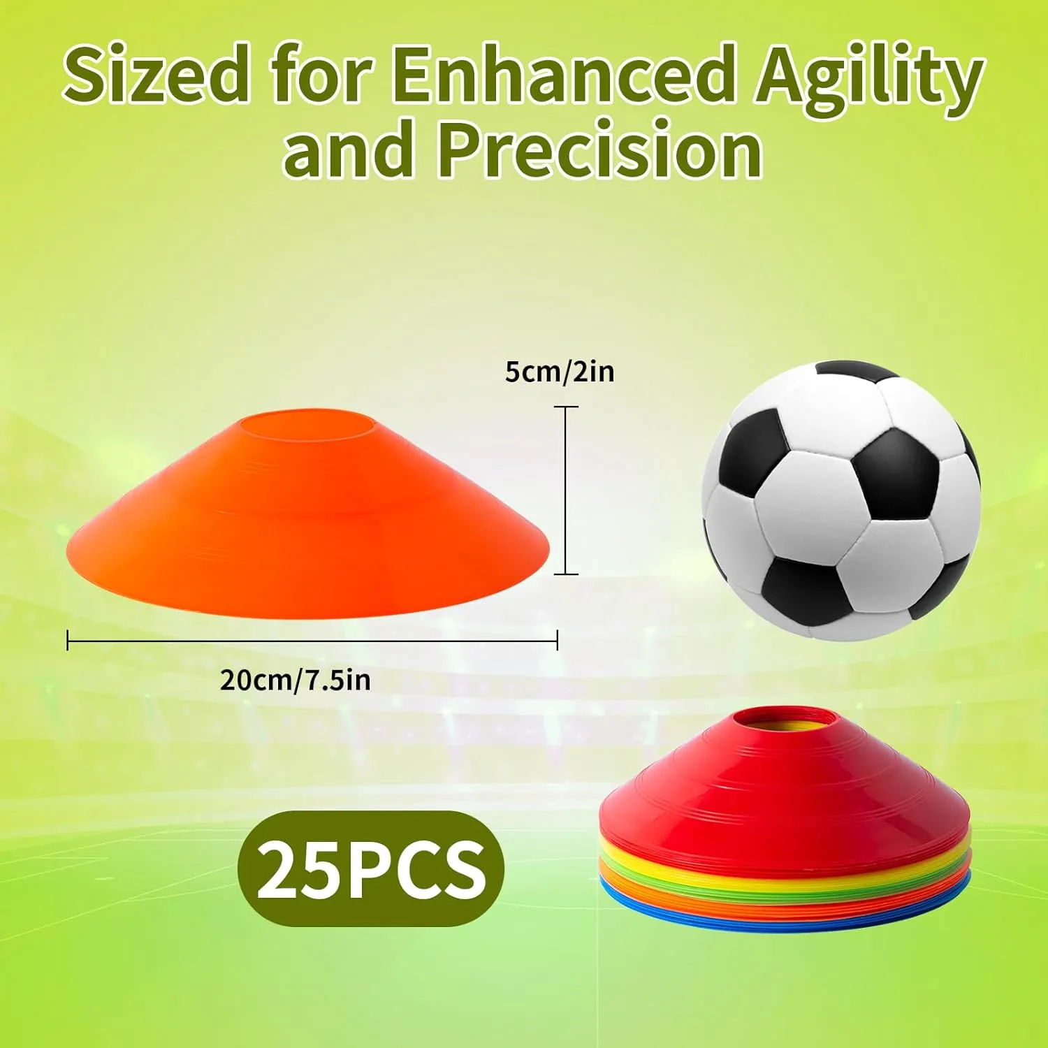 Football Goalie Cones Set with Carrying Bag, 25 Pieces, for Indoor/Outdoor Practice and Games