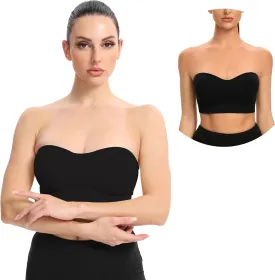 Gnowann Strapless Bras for Women Non-Slip Silicone Bandeau Bralette Seamless Wireless Strapless Bra Padded Tube Top