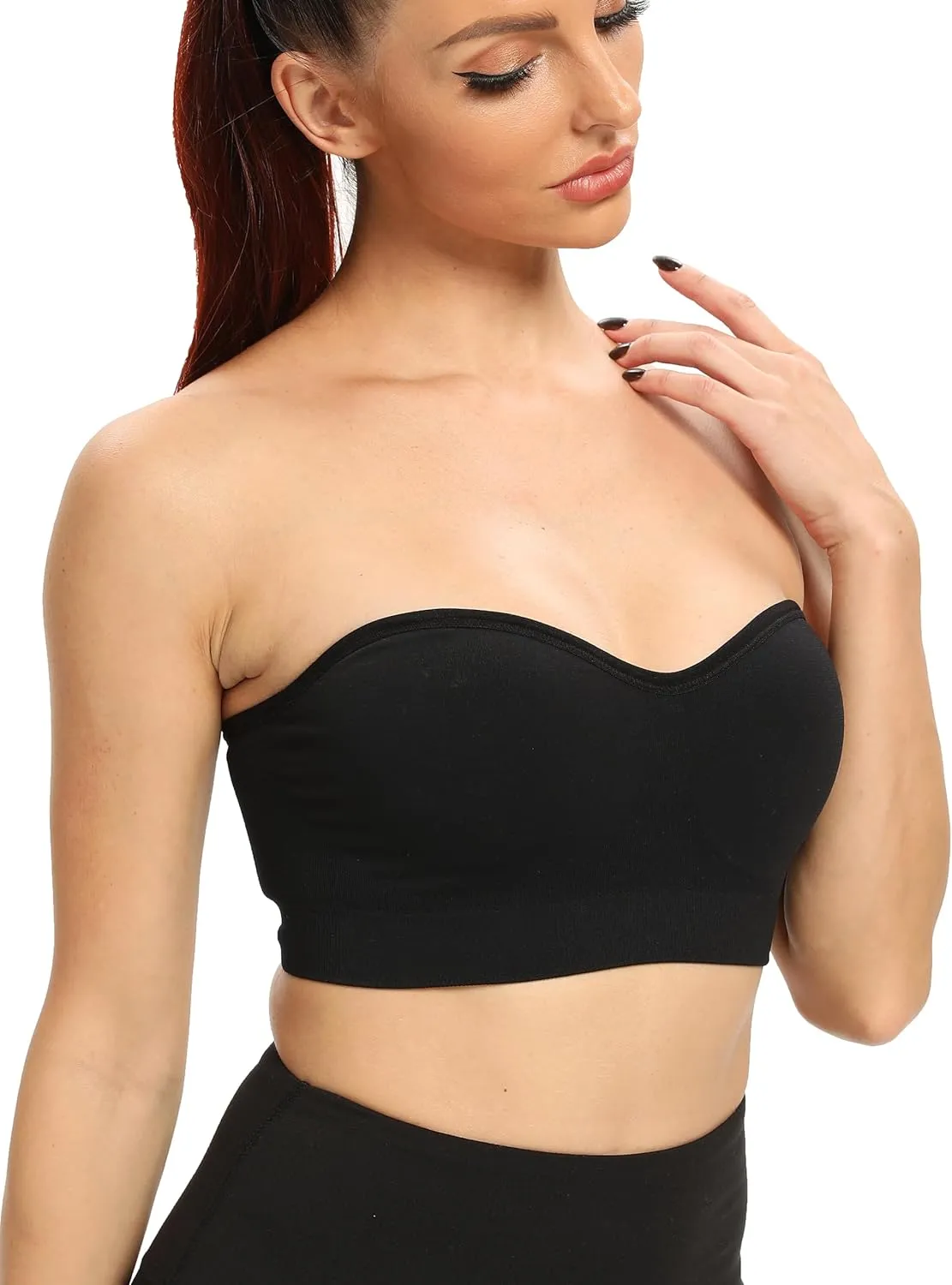 Gnowann Strapless Bras for Women Non-Slip Silicone Bandeau Bralette Seamless Wireless Strapless Bra Padded Tube Top