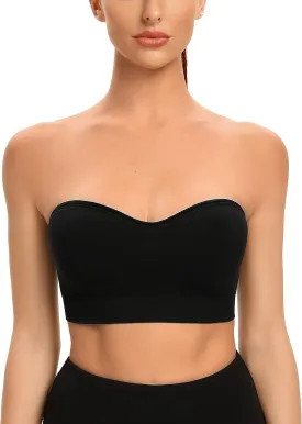 Gnowann Strapless Bras for Women Non-Slip Silicone Bandeau Bralette Seamless Wireless Strapless Bra Padded Tube Top