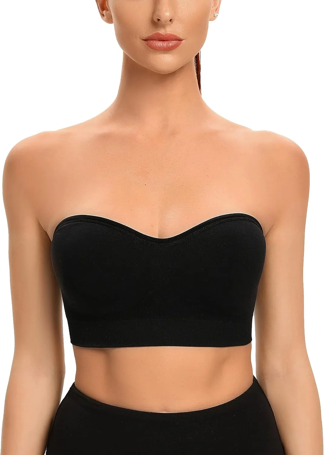 Gnowann Strapless Bras for Women Non-Slip Silicone Bandeau Bralette Seamless Wireless Strapless Bra Padded Tube Top