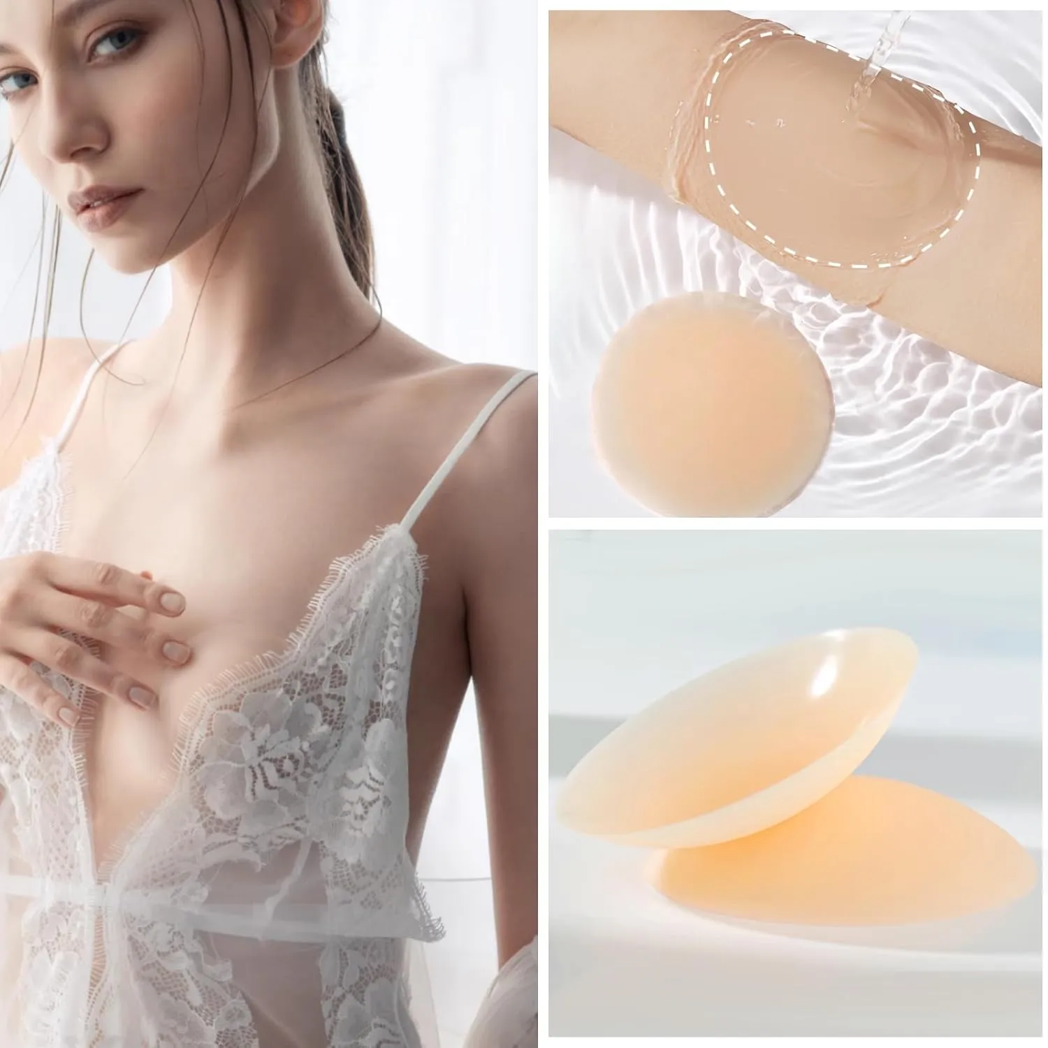 Go Braless Body Grippy-not-sticky Seamless 2 Pairs Nipple Covers Ultra-Thin Non-Adhesive Reusable Pasties