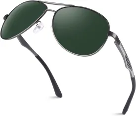 GQUEEN Classic Military Style Pilot Polarized Sunglasses Spring Hinges Al-Mg for mens womens MOS1