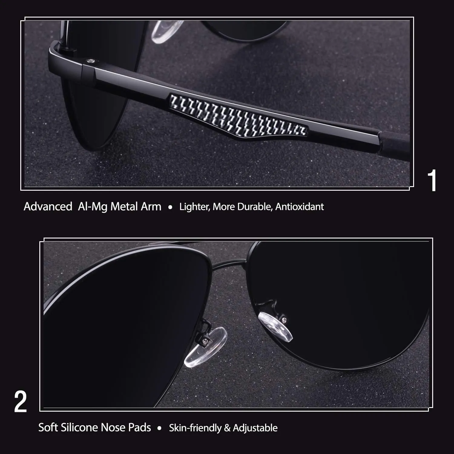 GQUEEN Classic Military Style Pilot Polarized Sunglasses Spring Hinges Al-Mg for mens womens MOS1