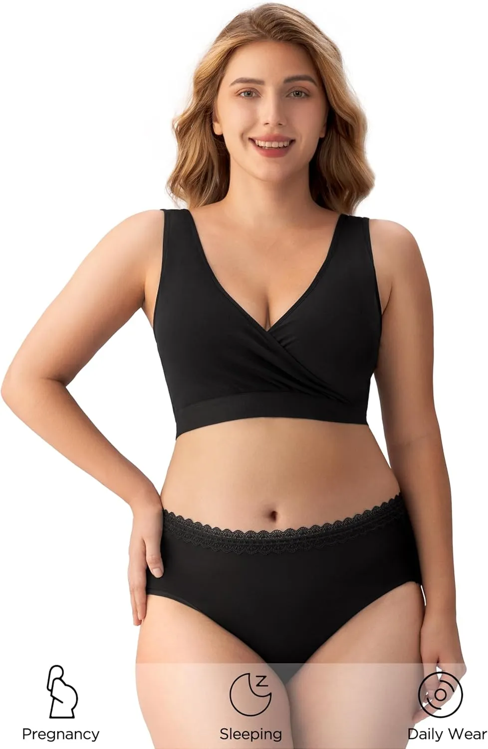 HBselect Nursing Bras for Breastfeeding, Maternity Nursing Sleep Bra Wireless Pregnancy Sleep Bralette 3/5 Pack