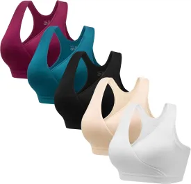 HBselect Nursing Bras for Breastfeeding, Maternity Nursing Sleep Bra Wireless Pregnancy Sleep Bralette 3/5 Pack