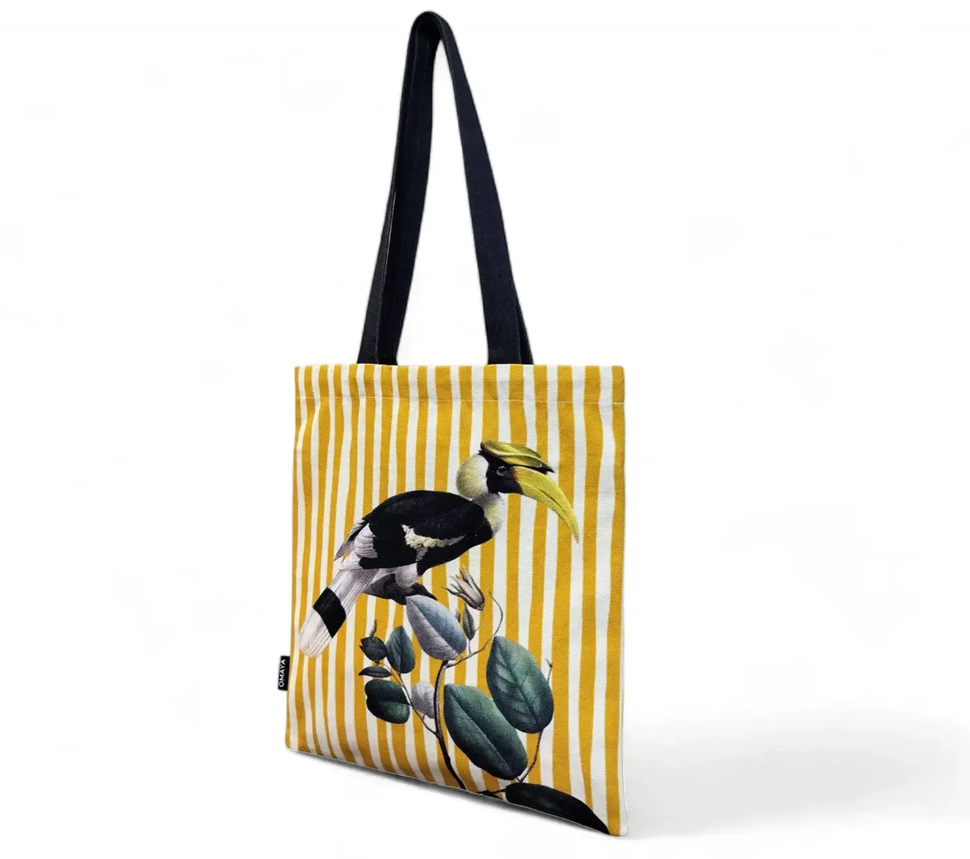 House of Omaya Printed Hornbill bird Canvas design Tote Bag 34X36 cm.