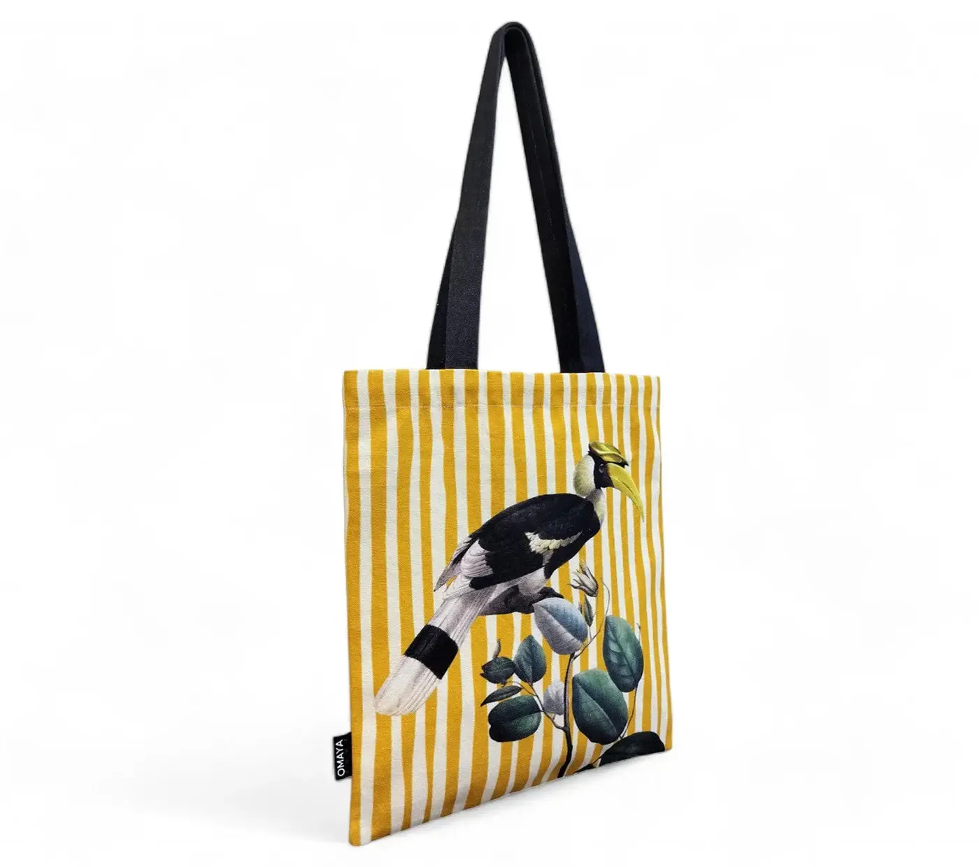 House of Omaya Printed Hornbill bird Canvas design Tote Bag 34X36 cm.