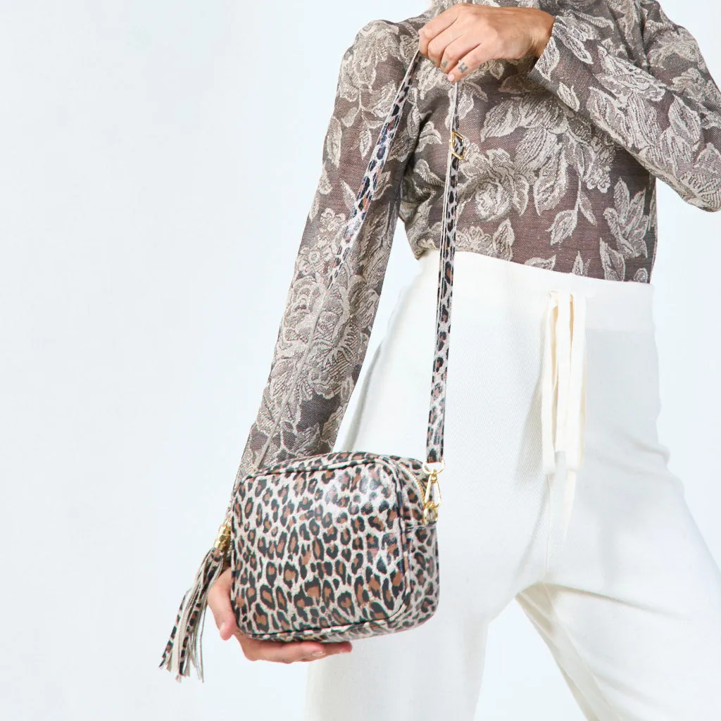Leopard print compact shoulder bag wholesale