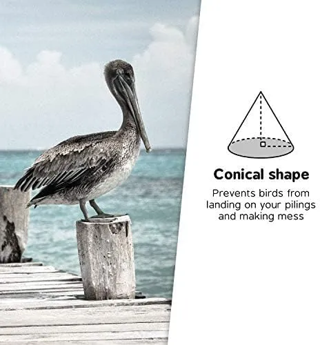 Marine Dock Coned Piling Cap,100% Polyethylene Material, Lasts 10  Years