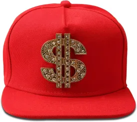 Men's Hip-hop Flat top Brimmed hat, Dollar Sign hat, Faux Leather Brim Hip-hop Baseball Cap