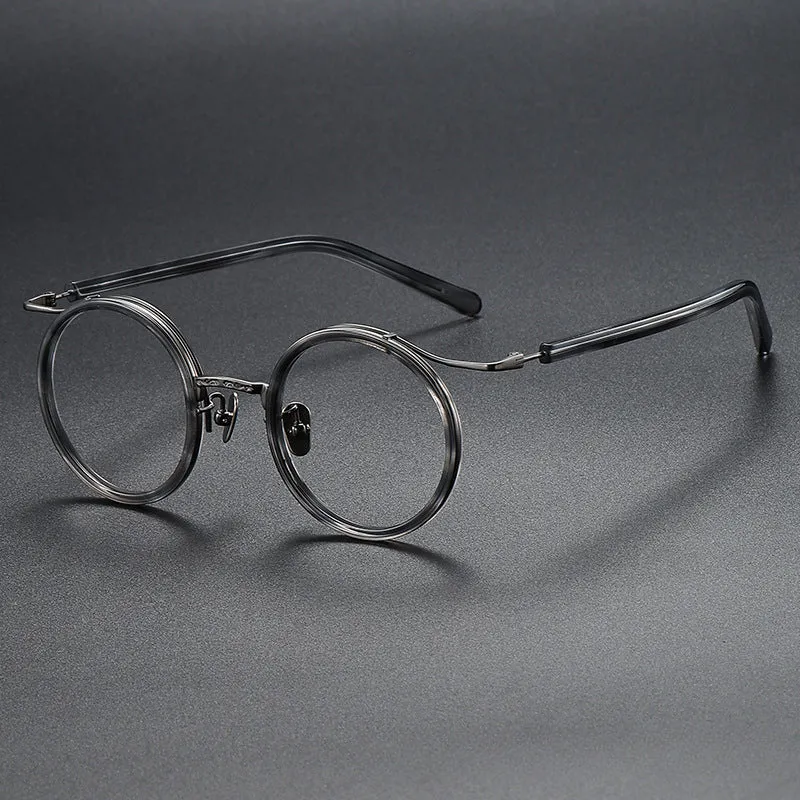 Mika Titanium Vintage Round Eyeglasses Frame