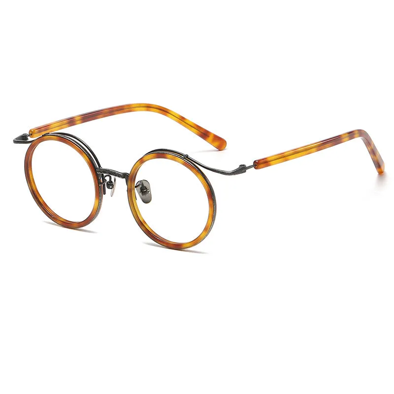 Mika Titanium Vintage Round Eyeglasses Frame