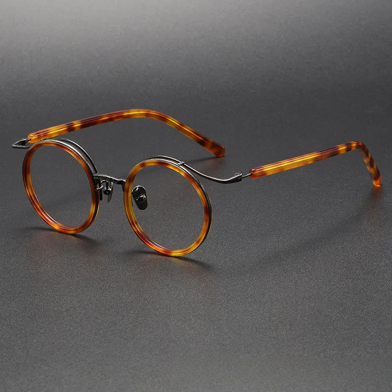 Mika Titanium Vintage Round Eyeglasses Frame