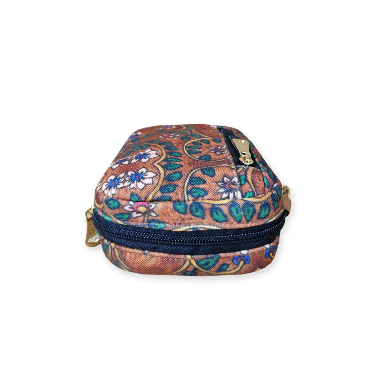 Mini Sling Bag-Kalamkari Brown Garden