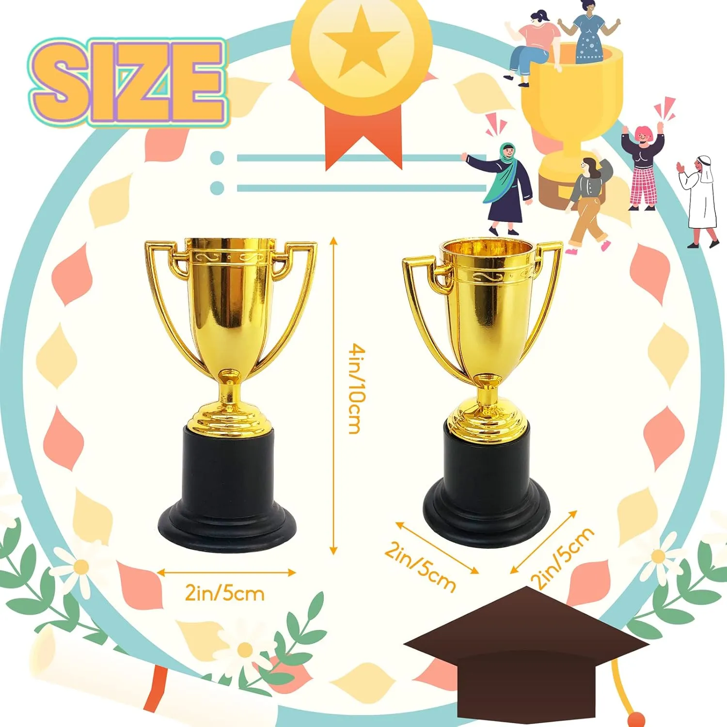 Mini Trophies for Kids Awards,Plastic Gold Award Trophy Cups,Golden Award Trophy Cups Set,Gold Participation Trophy Cup for Party Favors,Rewards,Props,Sports,Competitions(4 in)