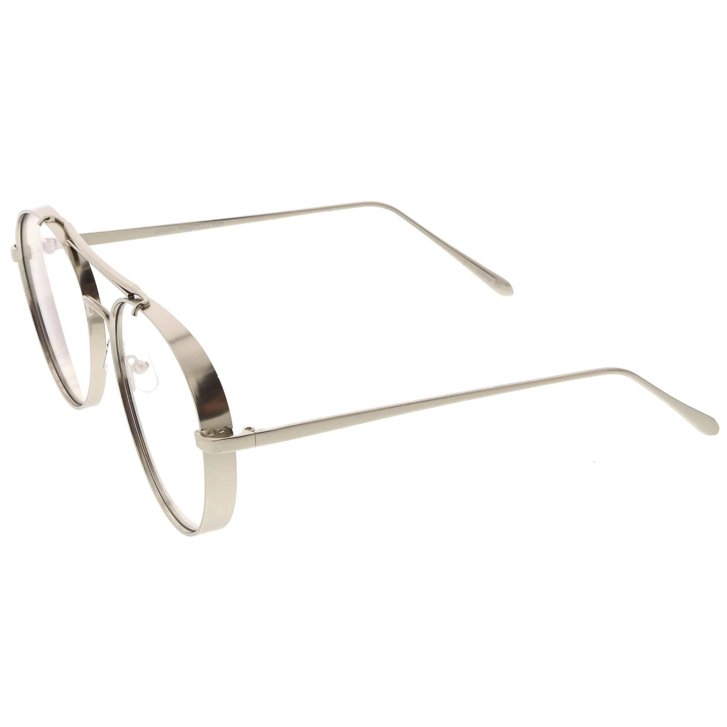 Oversize Retro Dapper Clear Flat Lens Aviator Glasses C326