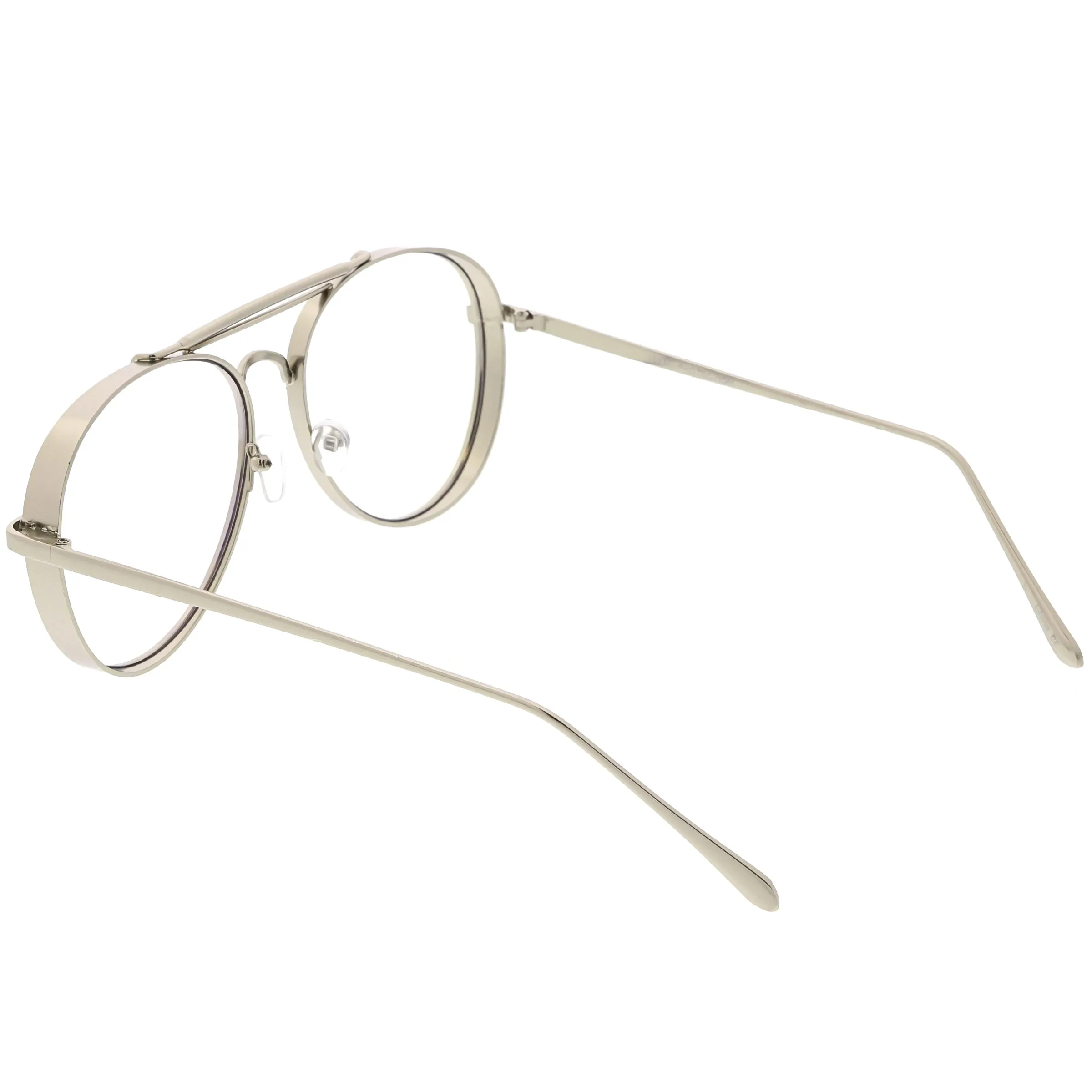 Oversize Retro Dapper Clear Flat Lens Aviator Glasses C326