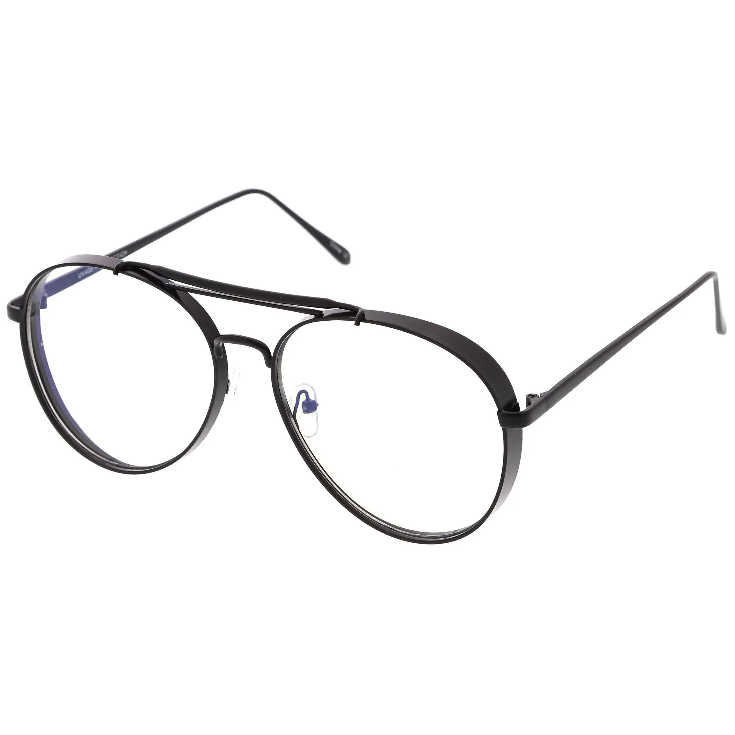 Oversize Retro Dapper Clear Flat Lens Aviator Glasses C326