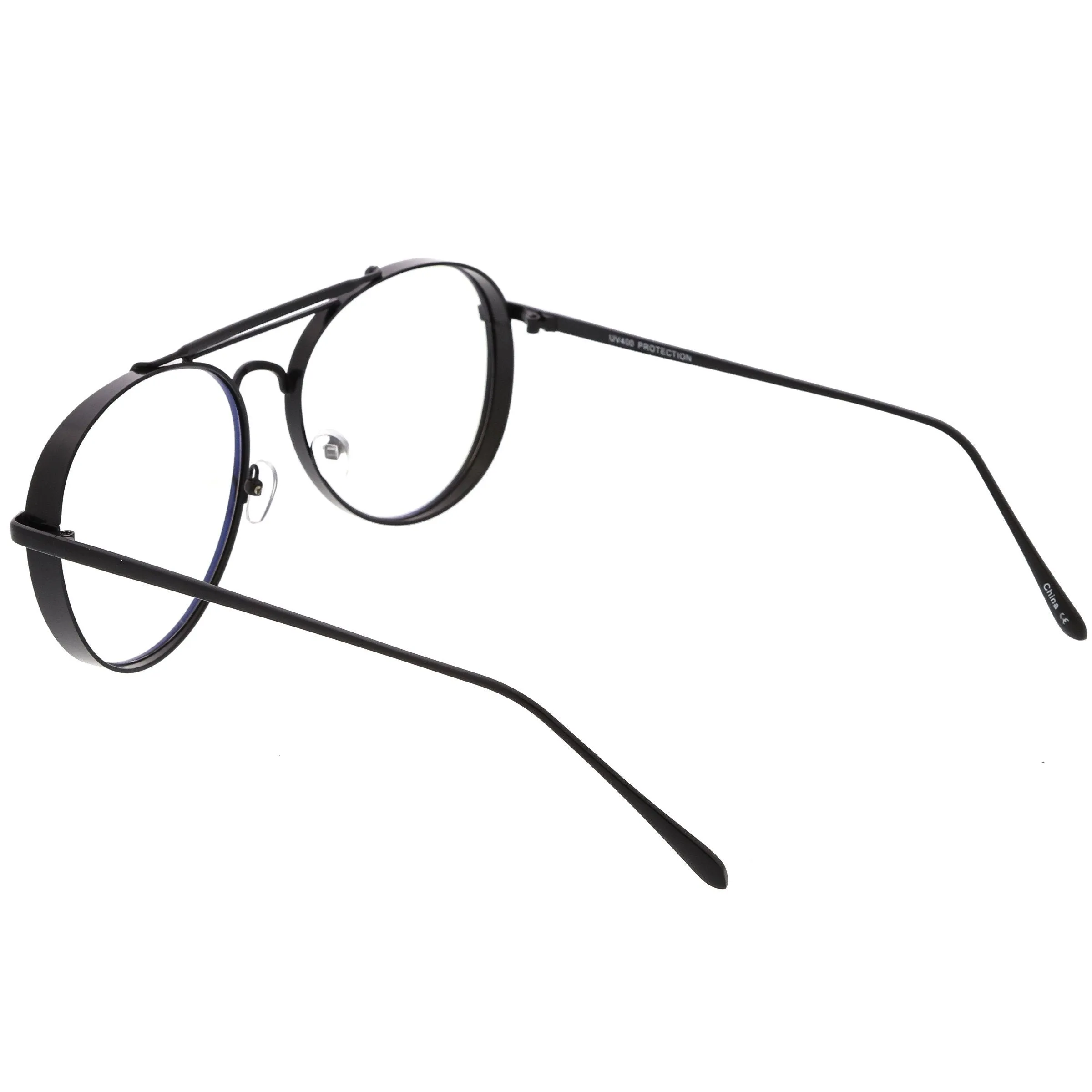 Oversize Retro Dapper Clear Flat Lens Aviator Glasses C326