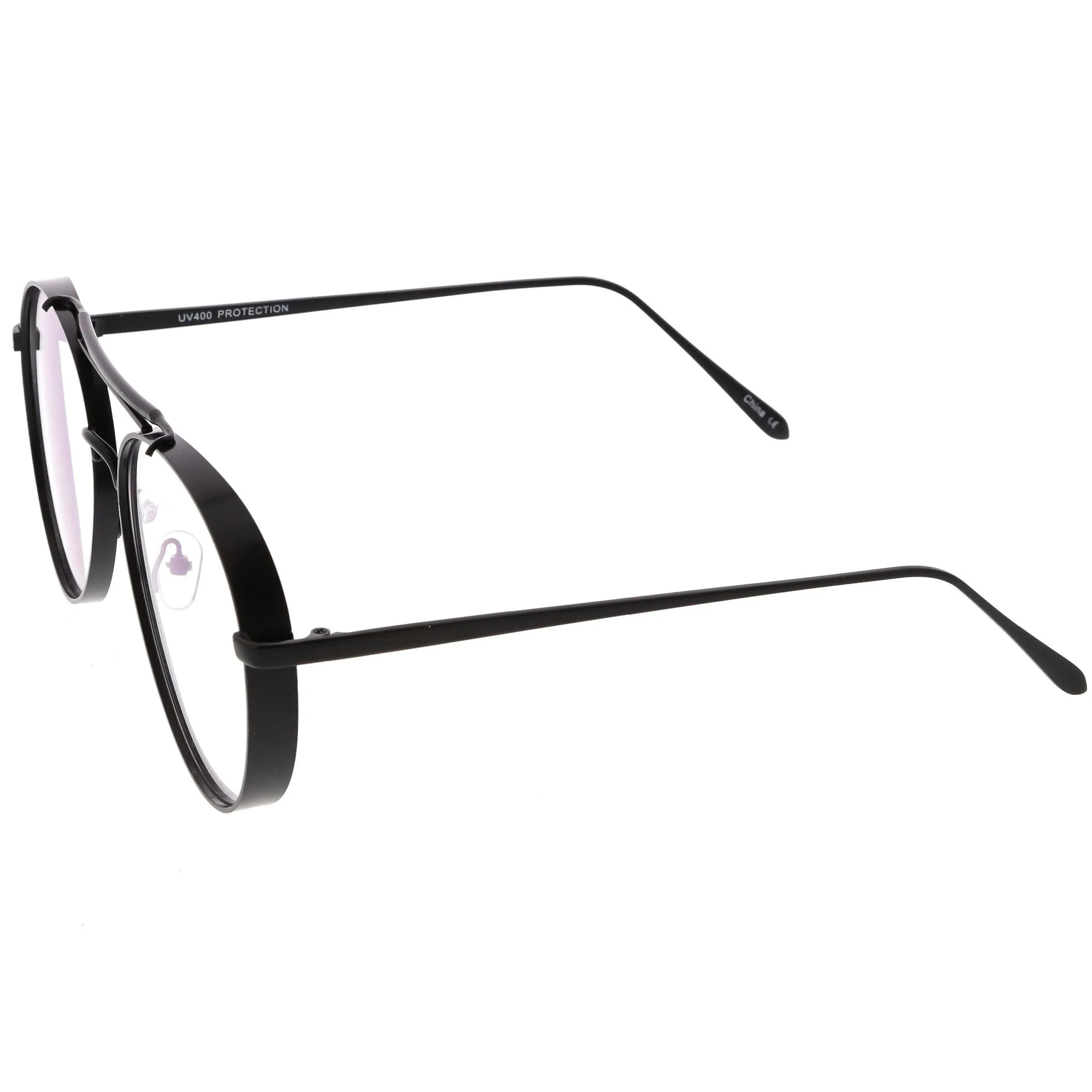 Oversize Retro Dapper Clear Flat Lens Aviator Glasses C326