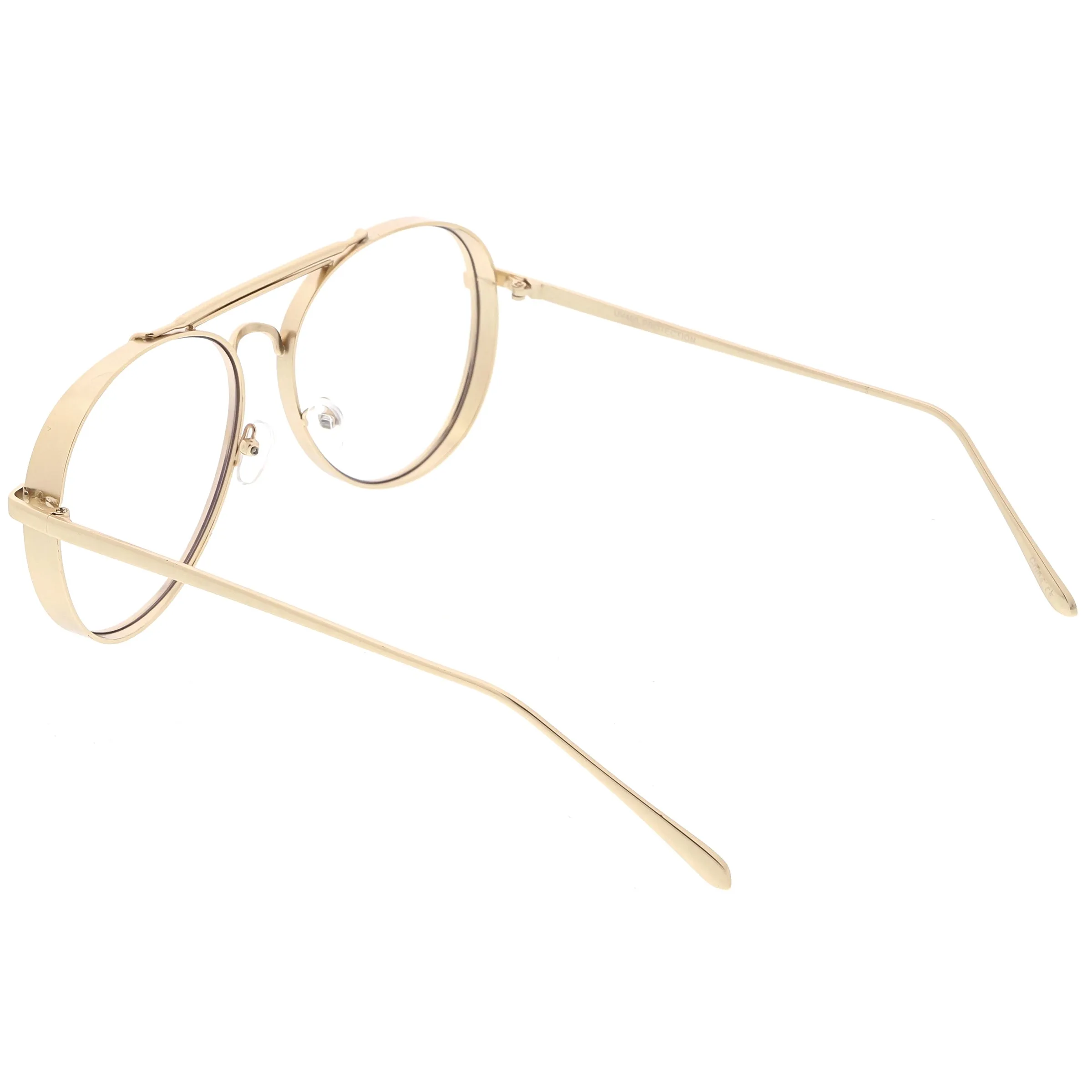 Oversize Retro Dapper Clear Flat Lens Aviator Glasses C326