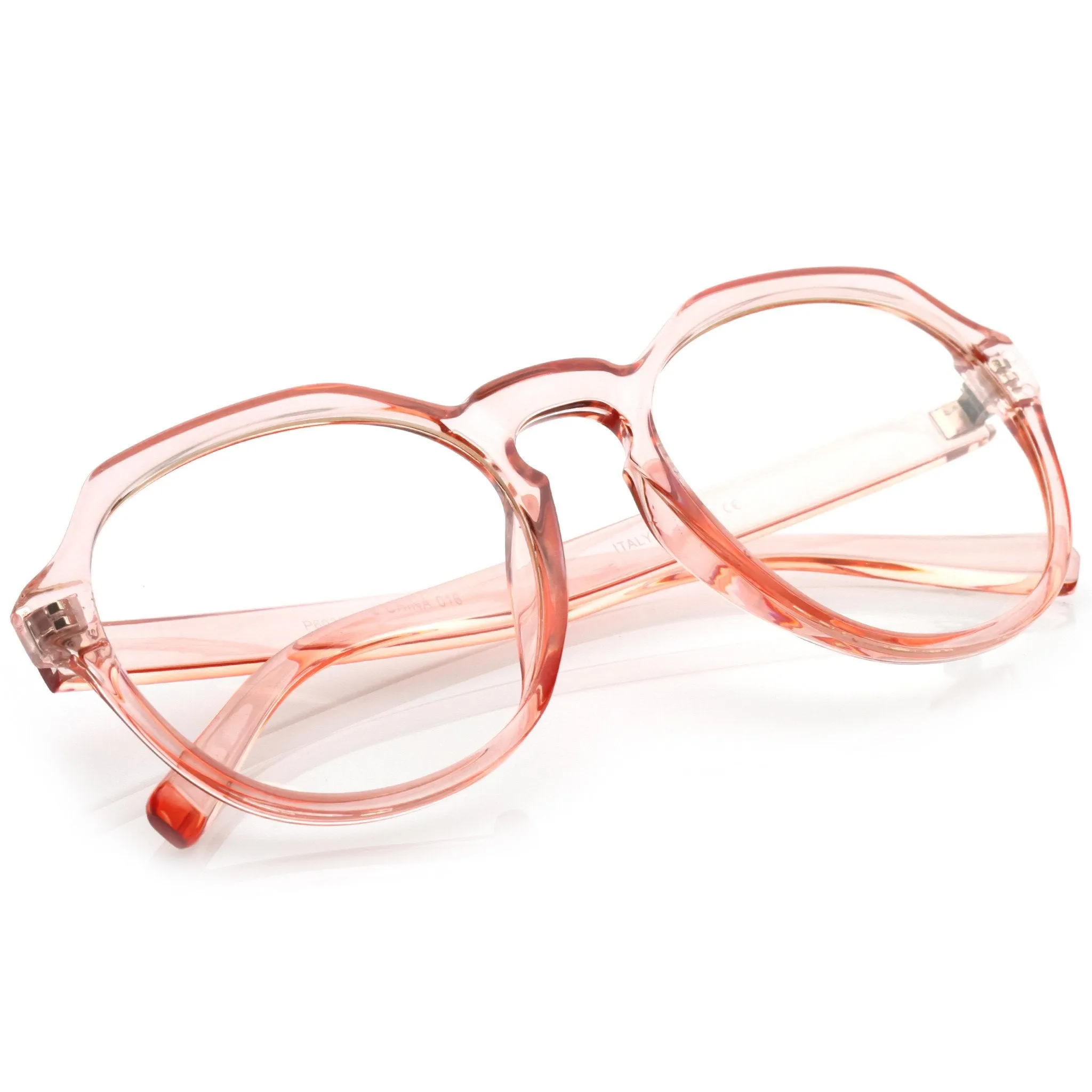 Oversize Retro Round Transparent Clear Lens Glasses C237
