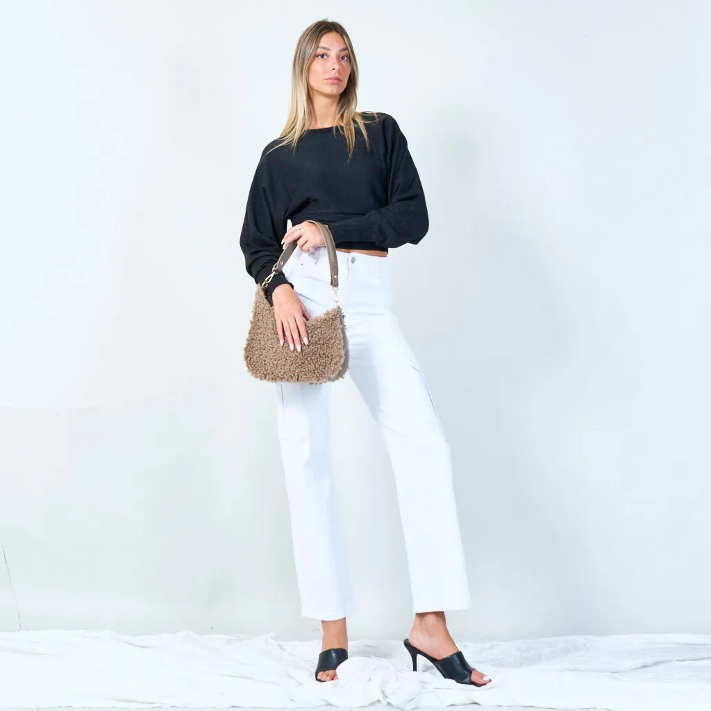 Plush texture shoulder bag wholesale