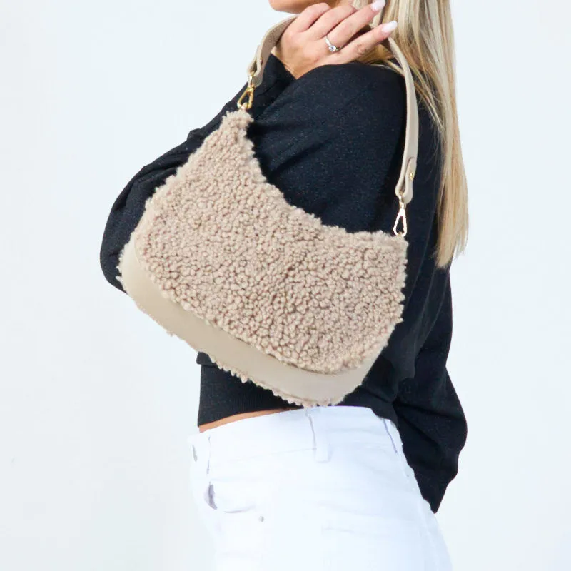 Plush texture shoulder bag wholesale