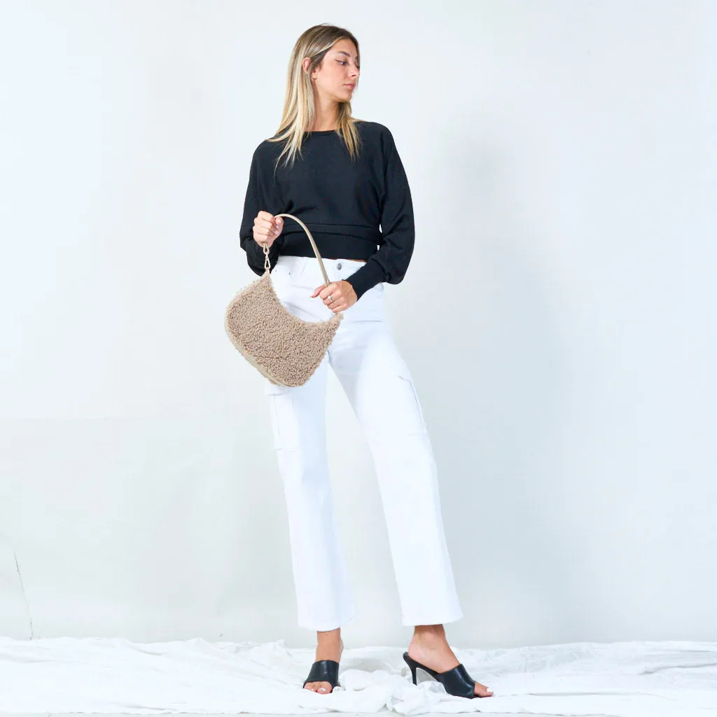 Plush texture shoulder bag wholesale