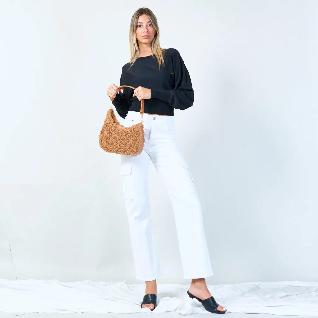 Plush texture shoulder bag wholesale