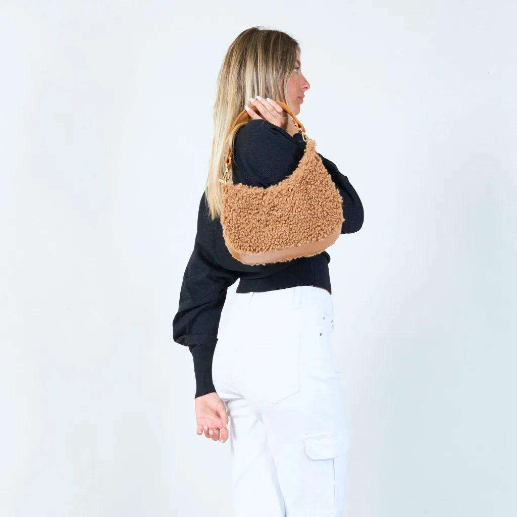 Plush texture shoulder bag wholesale